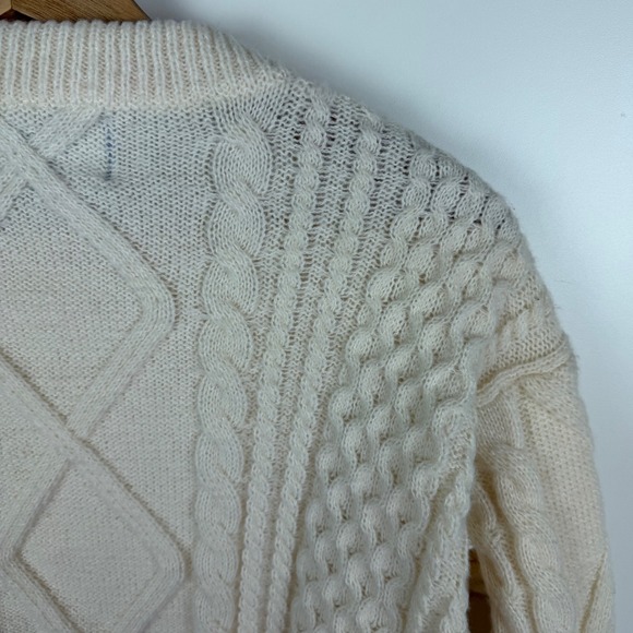 Aelfric Eden Cream Cable Knit Sweater Medium Fisherman Minimalist Cozy Neutral - Picture 2 of 12